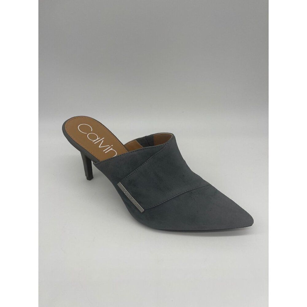 Calvin Klein Grecia Women Gray Suede pointed Toe Mule Heels Size 9.5 - Picture 3 of 11